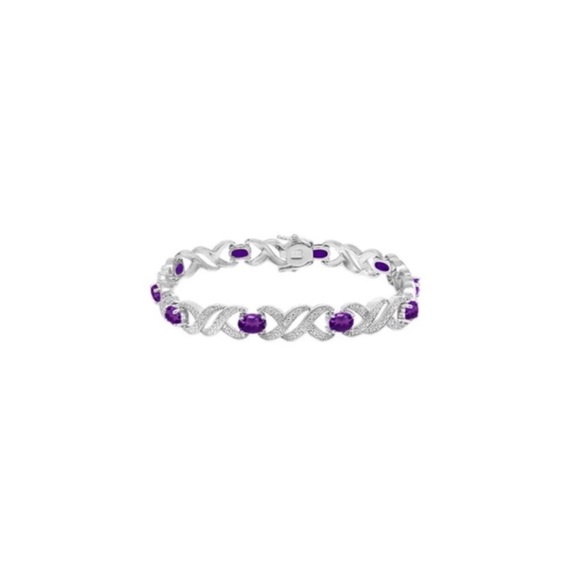 Genuine Amethyst & Diamond Infinity Bracelet